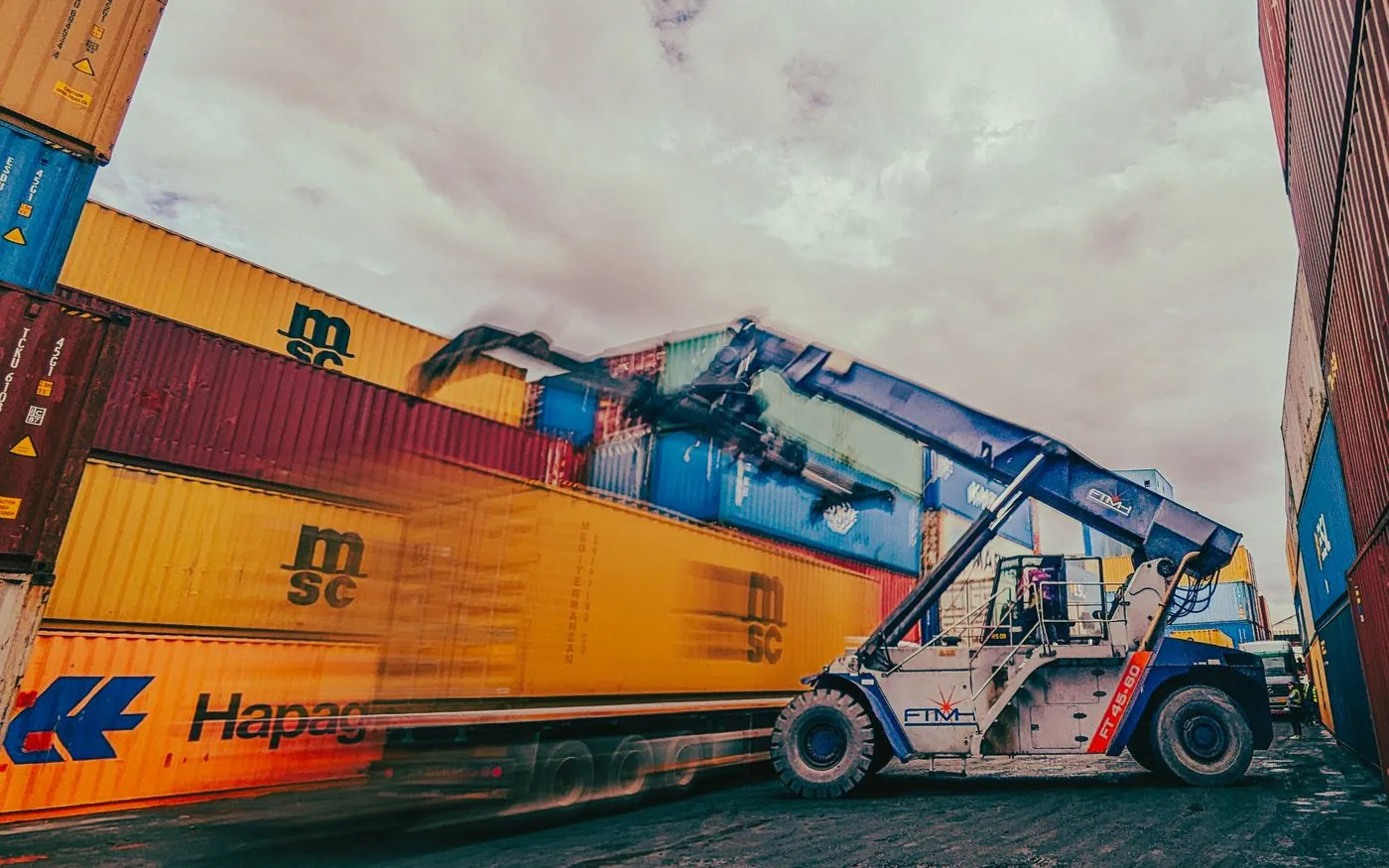 Shipping containers prepared for international freight coordination