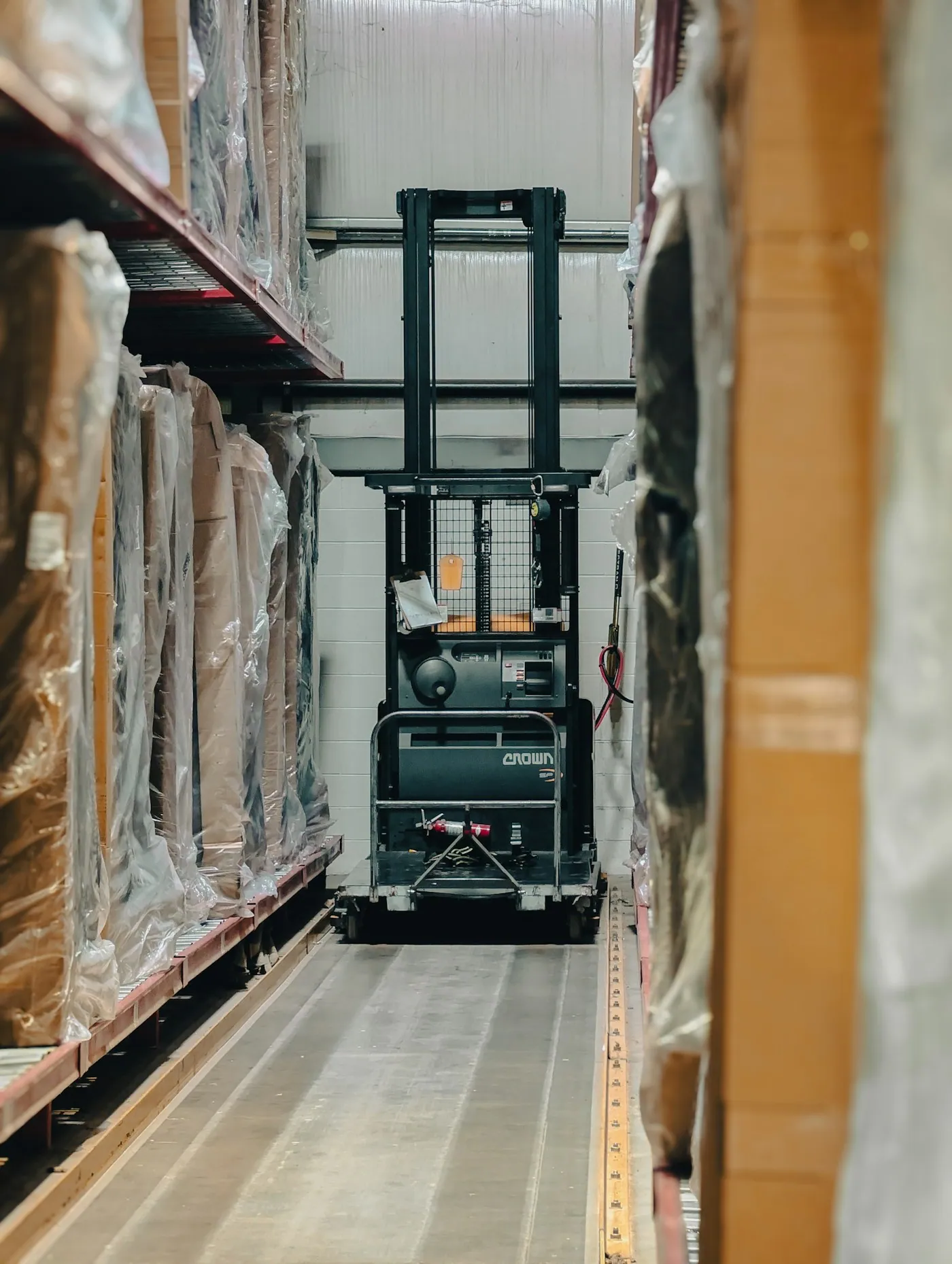 Palletized cargo prepared for multi-supplier warehouse consolidation